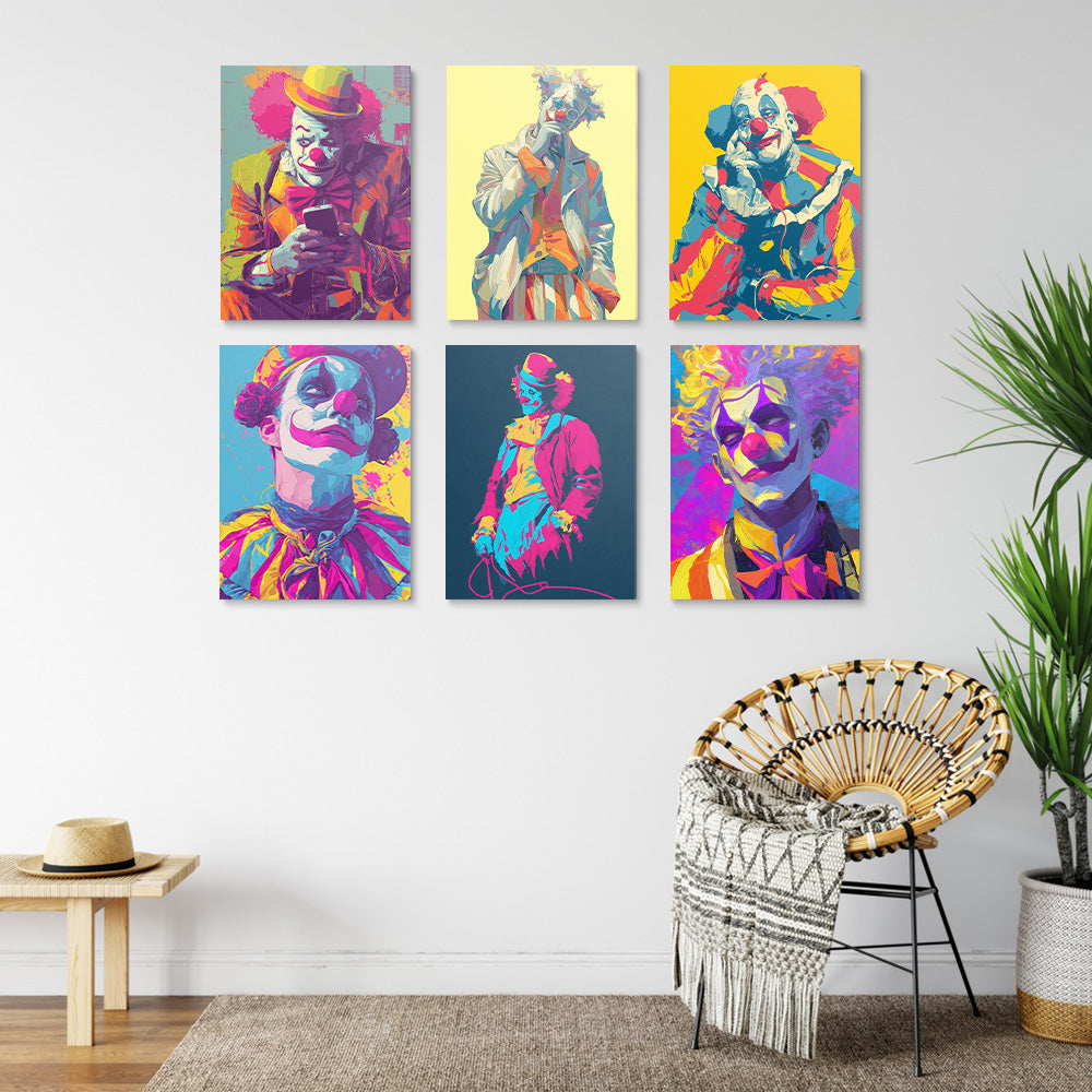 Pop Style Clown 6 Pieces Mini Paint by Numbers