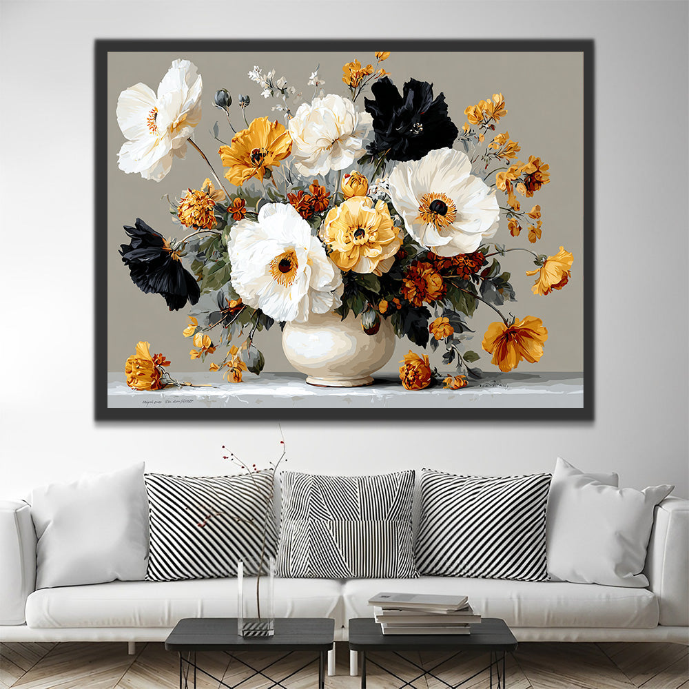 Poppies in a White Porcelain Vase Paint by Numbers