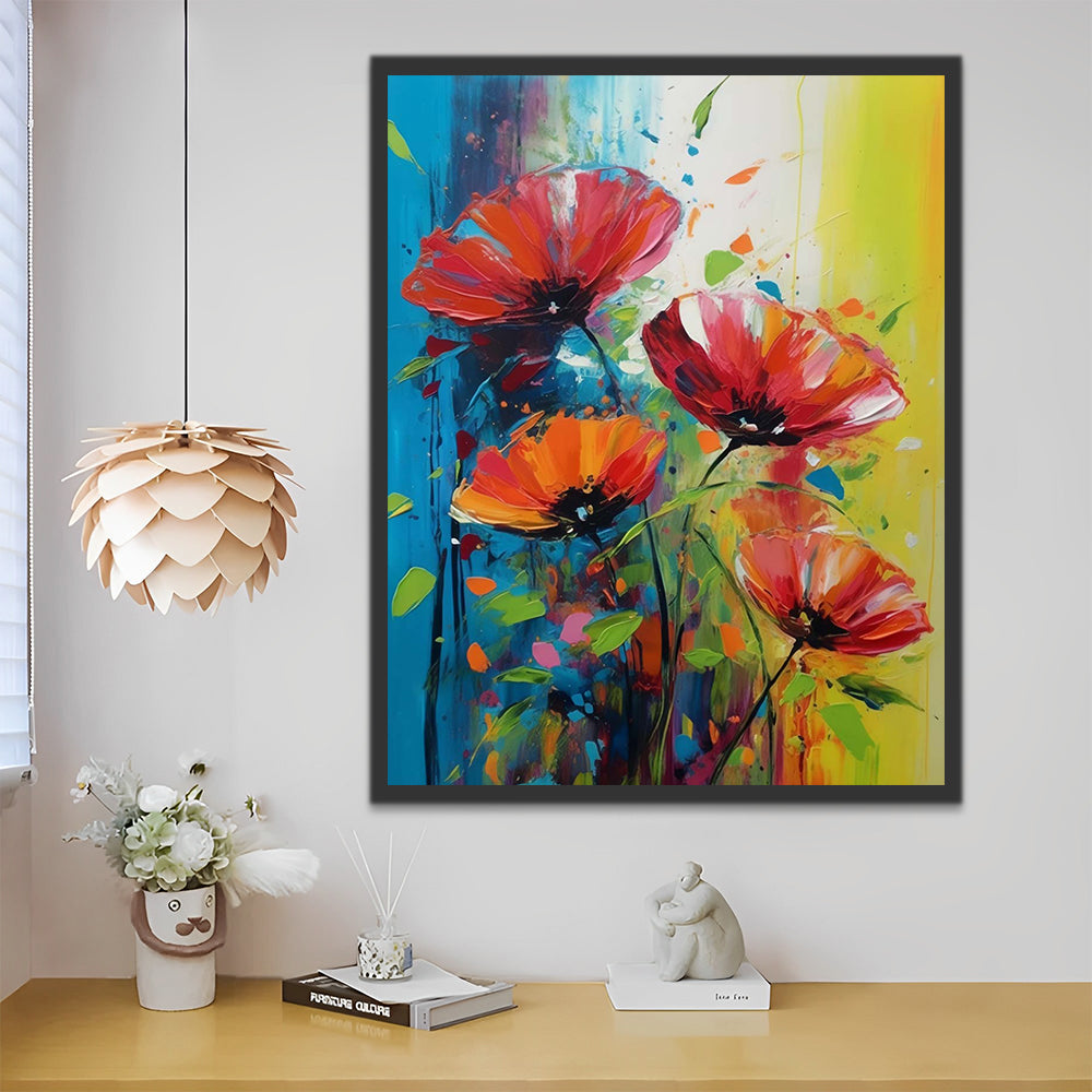 Poppies in Oil Painting Style Paint by Numbers