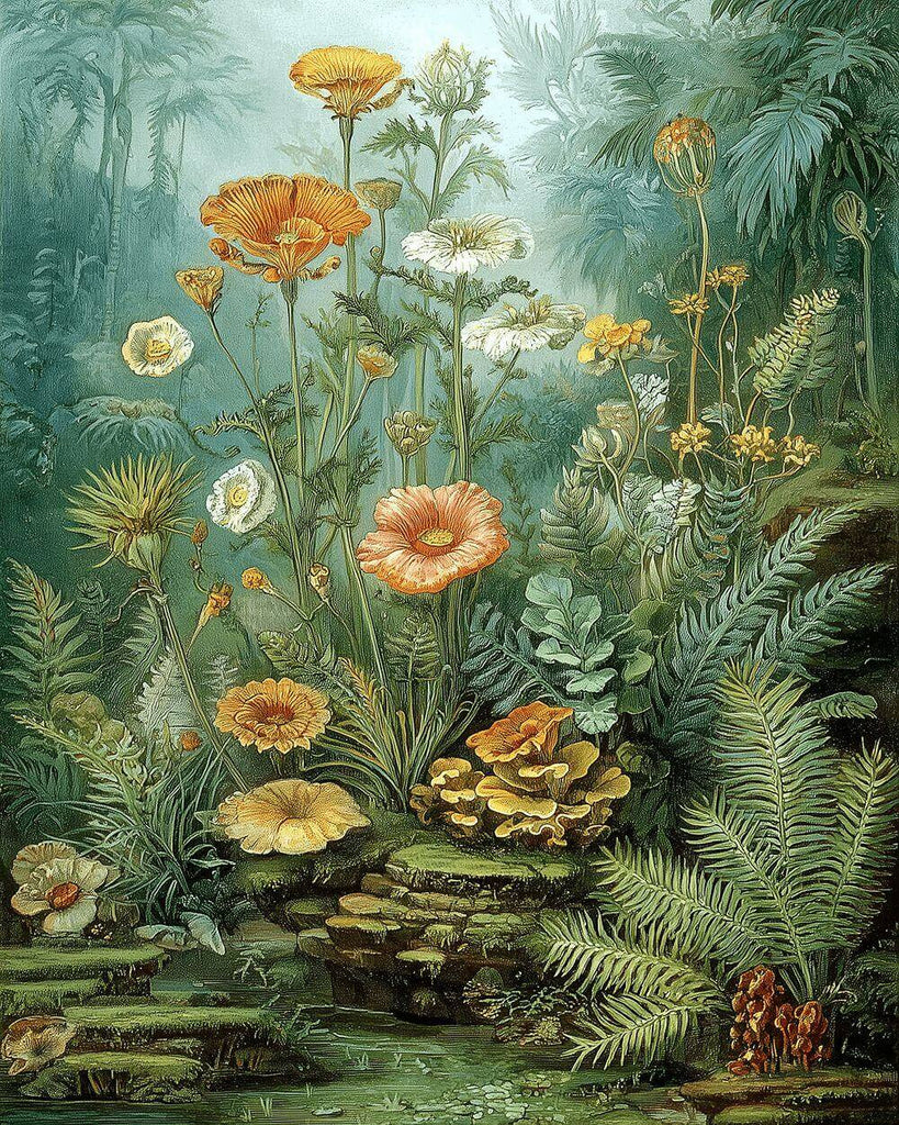 Poppies in the Jungle Paint by Numbers