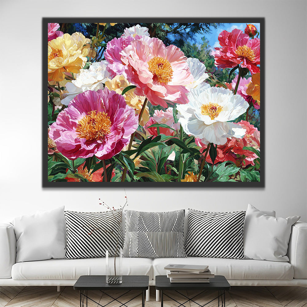 Poppy Flowers with Golden Stamens in the Wild Paint by Numbers