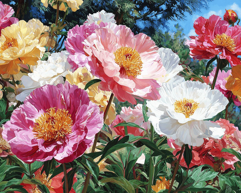 Poppy Flowers with Golden Stamens in the Wild Paint by Numbers