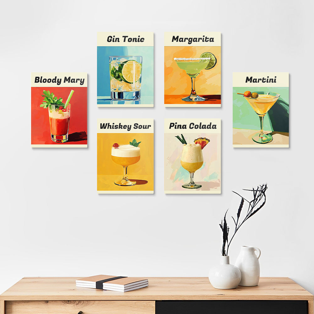 Popular Cocktails 6 Pieces Mini Paint by Numbers