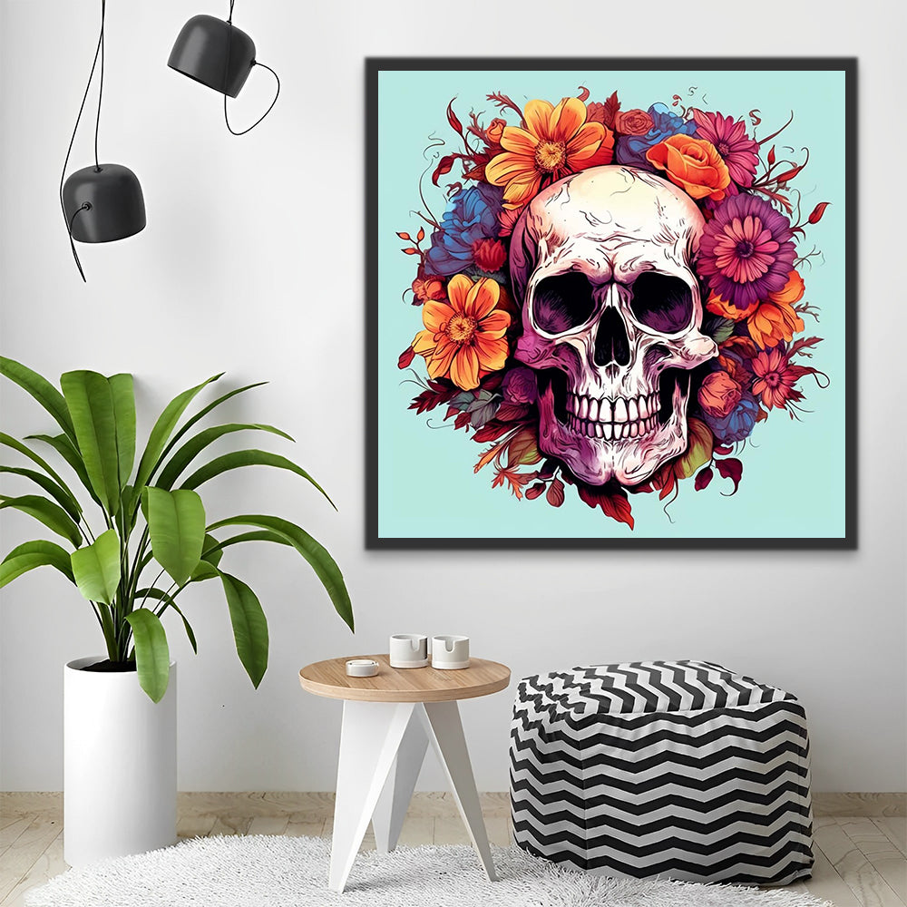 Popular Skull among Flowers Paint by Numbers