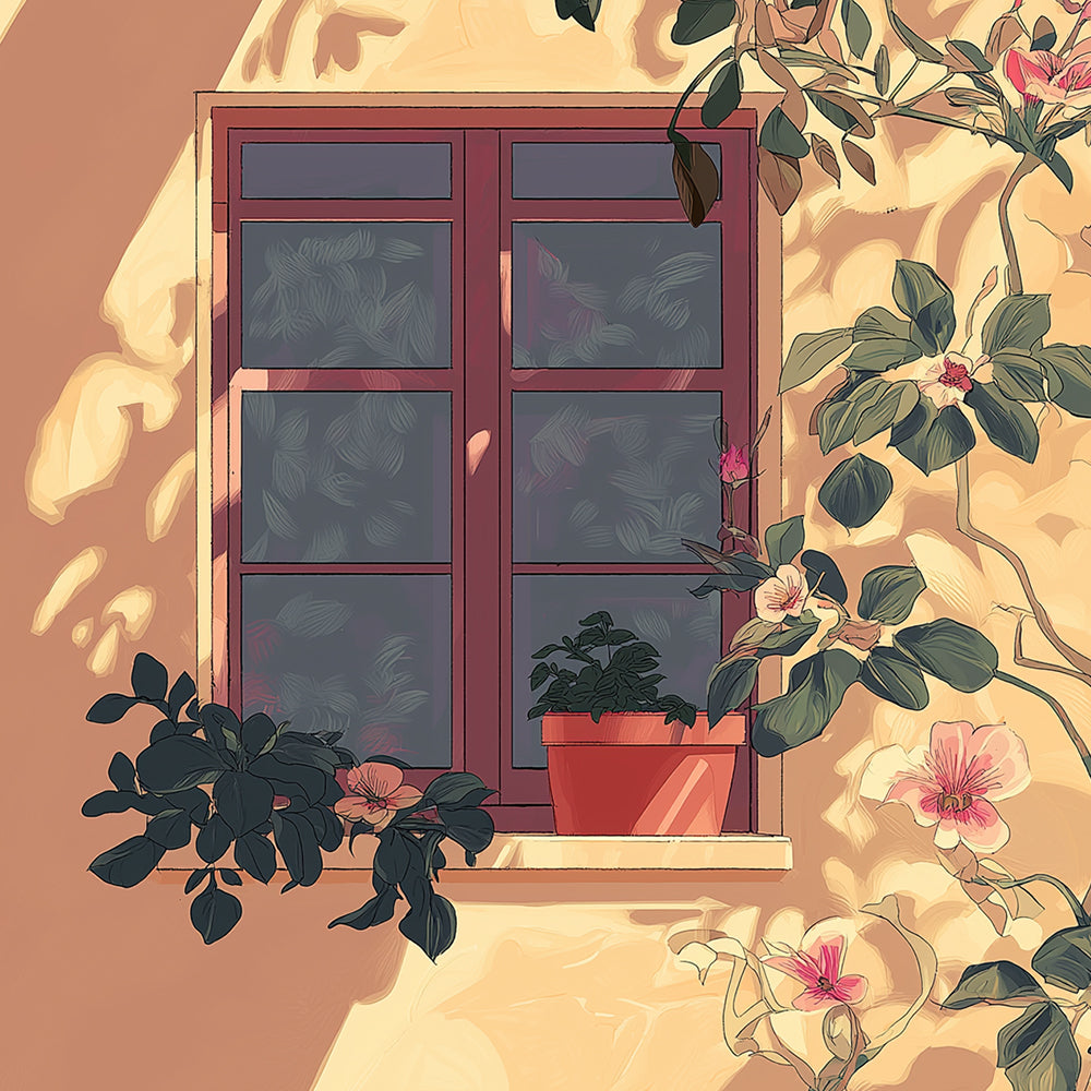 Potted Plants and Flowers on the Windowsill Mini Paint by Numbers