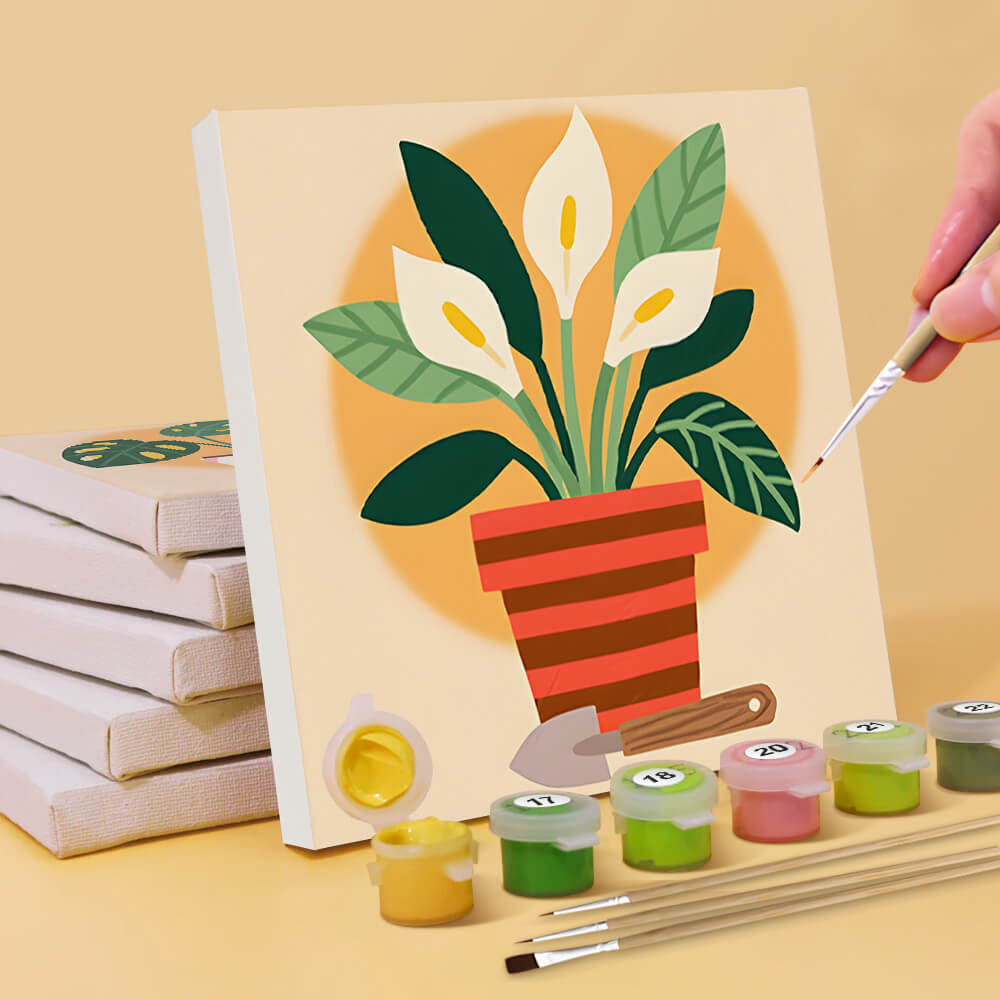 Potted Tropical Plants 6 Pieces Mini Paint by Numbers