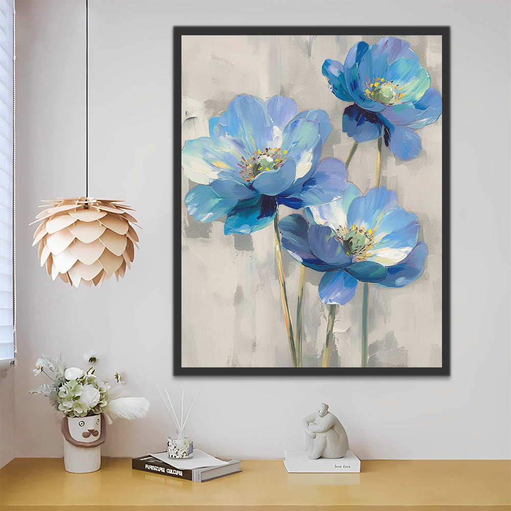 Pretty Blue Flowers Paint by Numbers