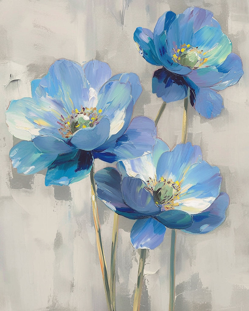 Pretty Blue Flowers Paint by Numbers