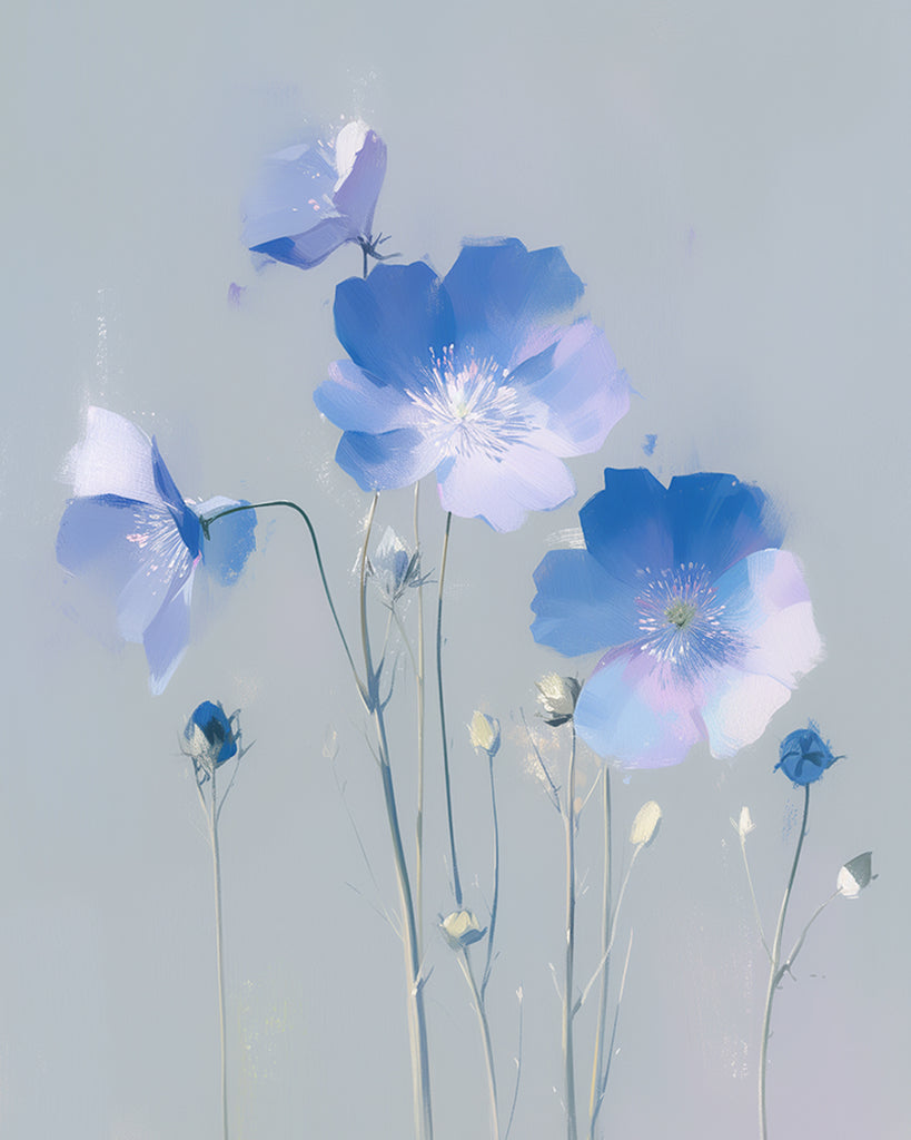 Pretty Little Blue Flowers Paint by Numbers