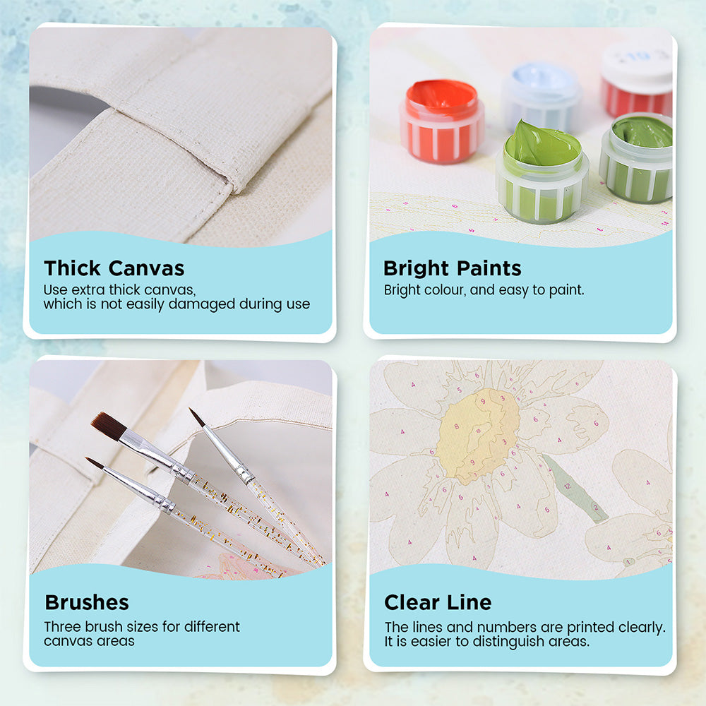 Pure Little Daisy Canvas Tote Bag Paint by Numbers