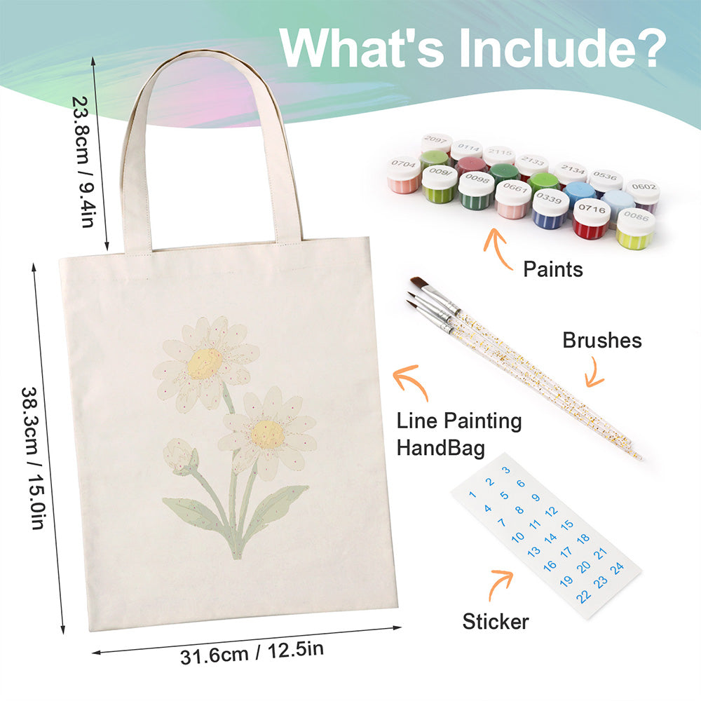 Pure Little Daisy Canvas Tote Bag Paint by Numbers