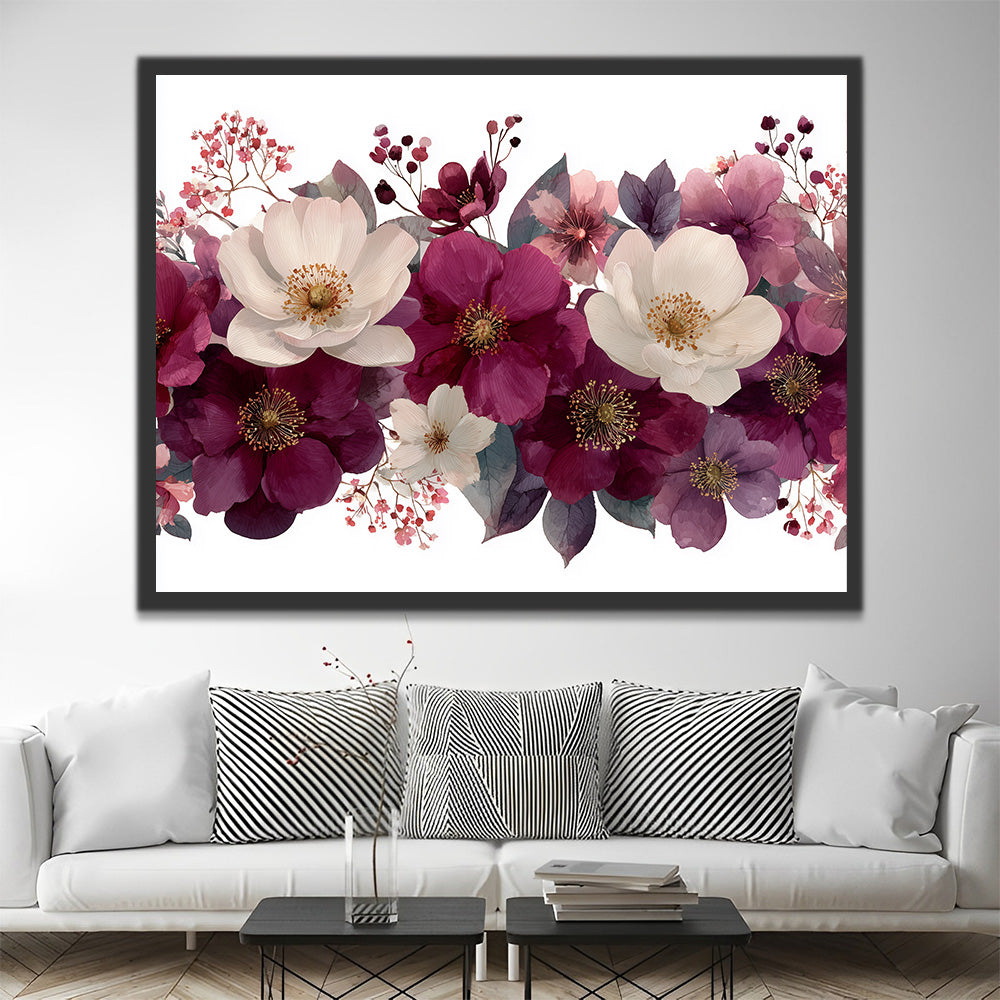 Purple and White Flowers Paint by Numbers