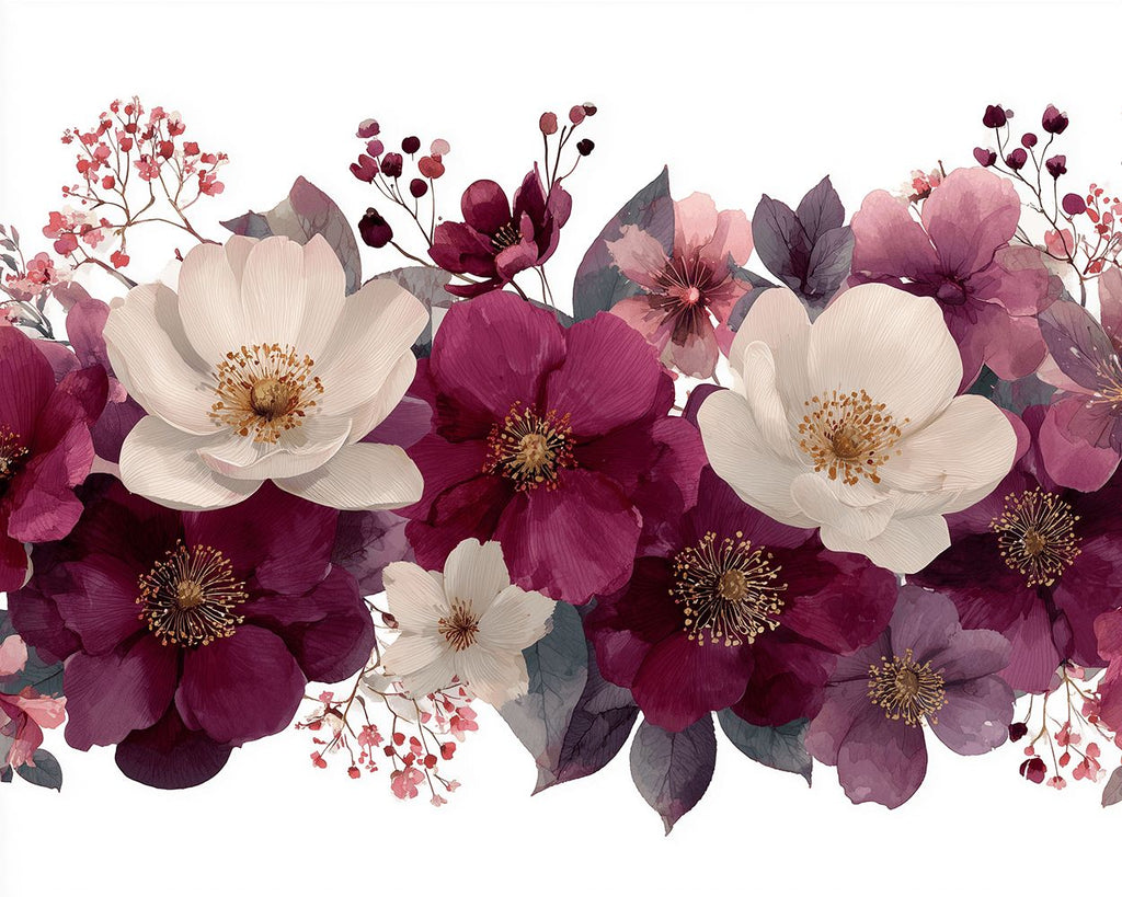 Purple and White Flowers Paint by Numbers