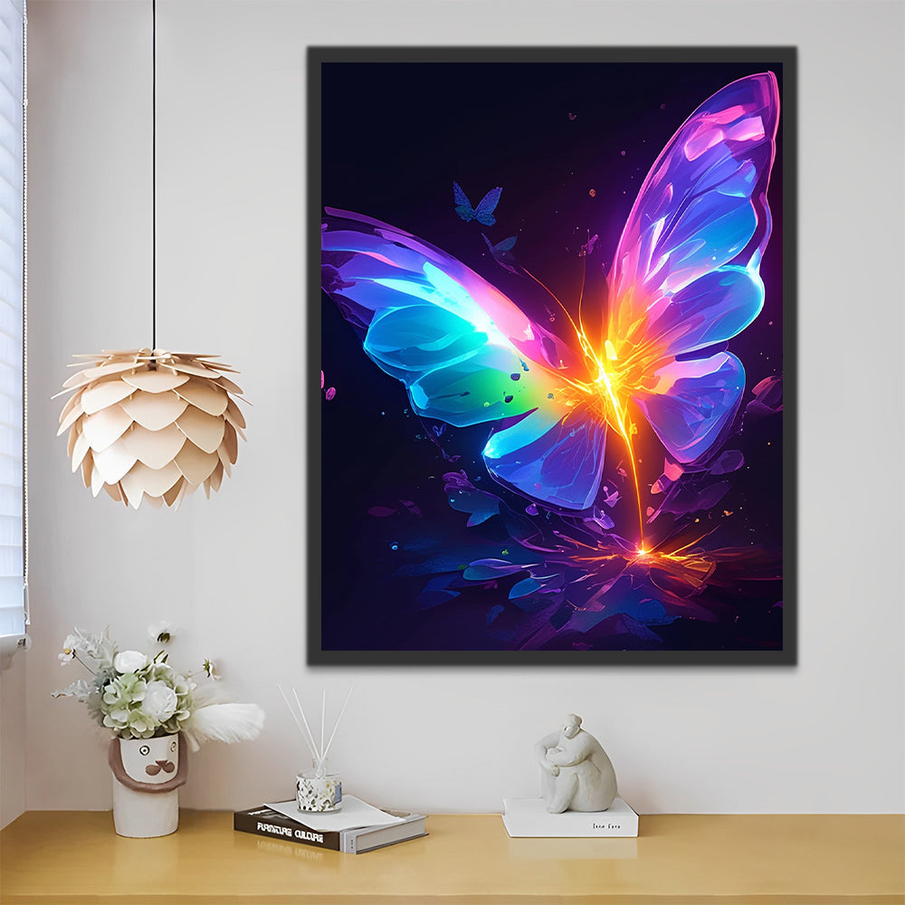 Purple Glowing Butterfly Paint by Numbers