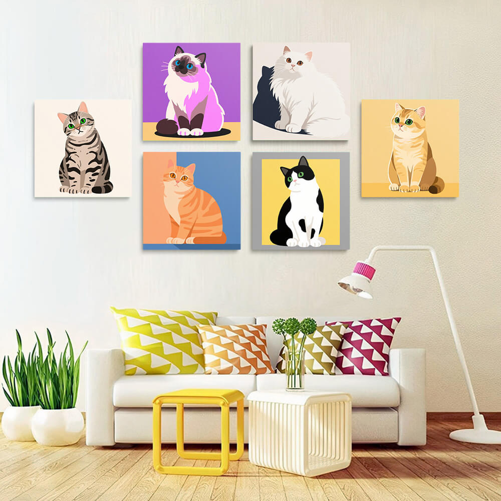 Quiet Cats 6 Pieces Mini Paint by Numbers