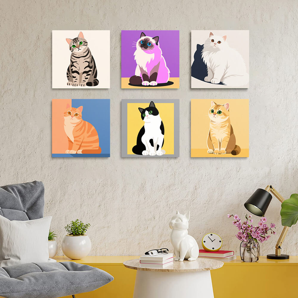 Quiet Cats 6 Pieces Mini Paint by Numbers