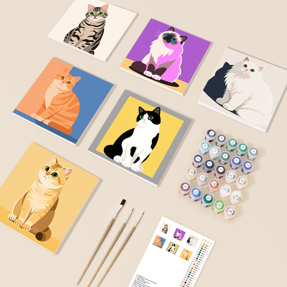 Quiet Cats 6 Pieces Mini Paint by Numbers