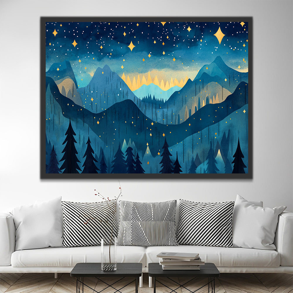 Quiet Mountains under the Starry Sky Paint by Numbers