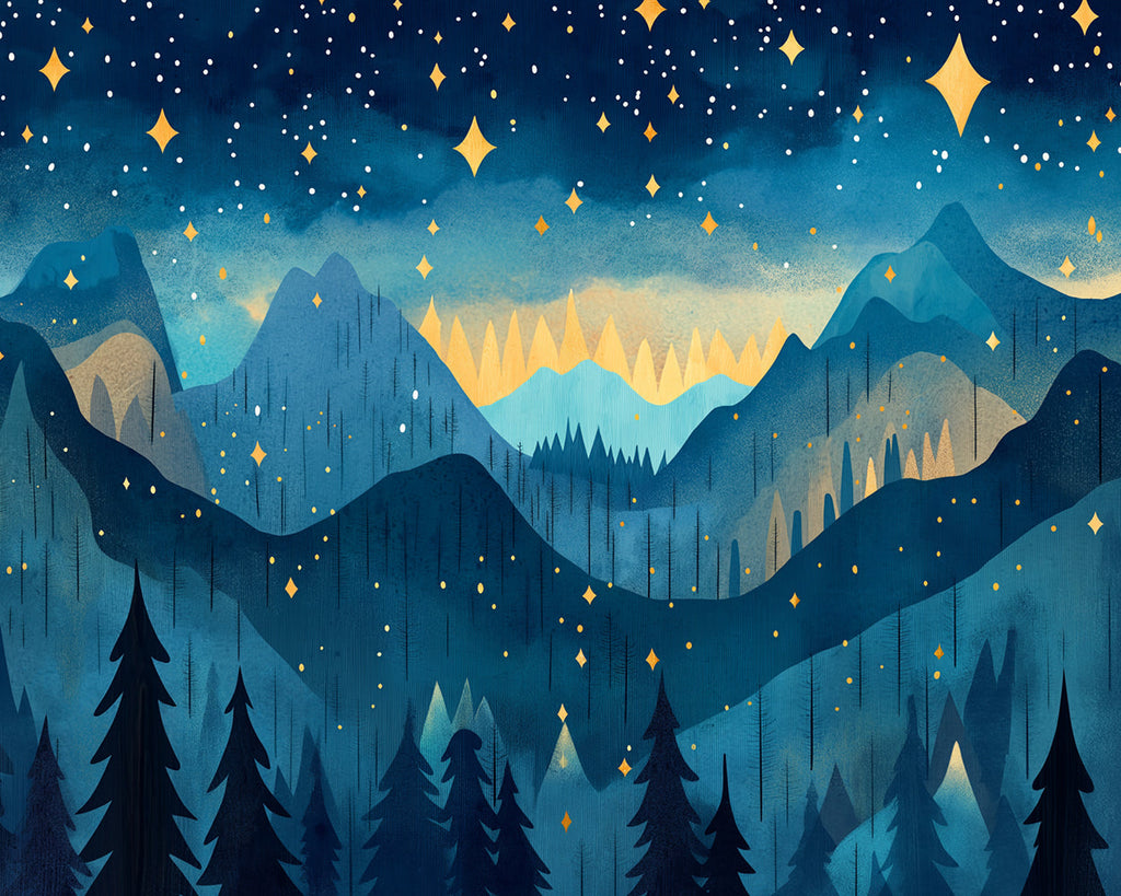 Quiet Mountains under the Starry Sky Paint by Numbers