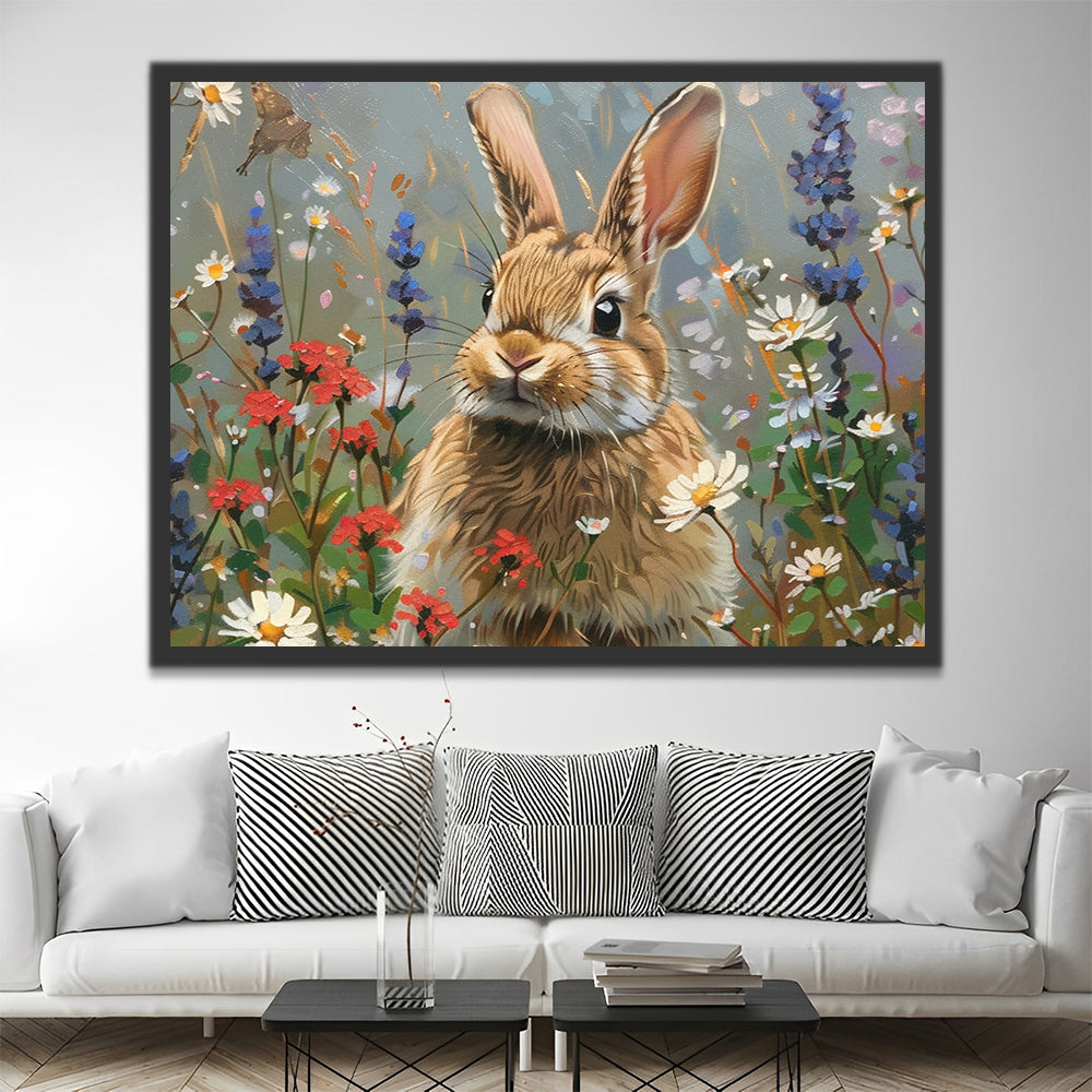 Rabbit among Flowers Paint by Numbers