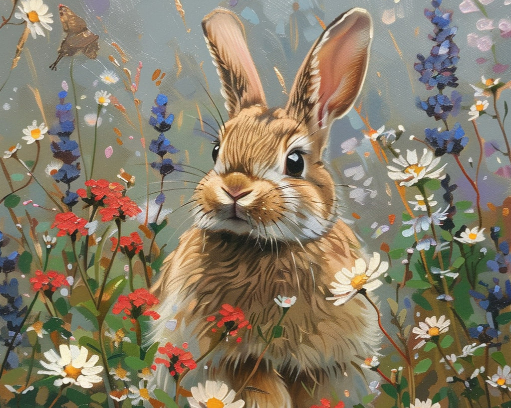 Rabbit among Flowers Paint by Numbers