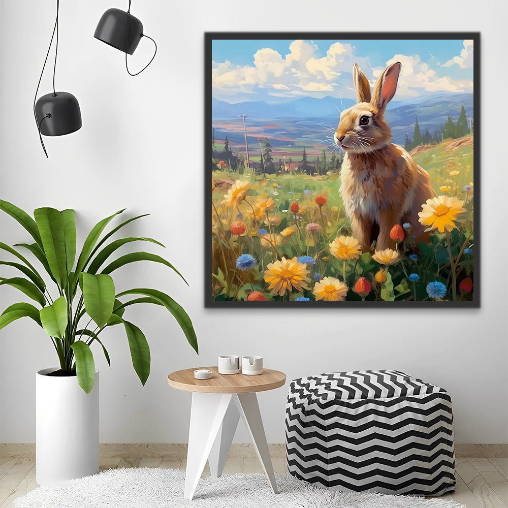 Rabbit and Flowers Paint by Numbers