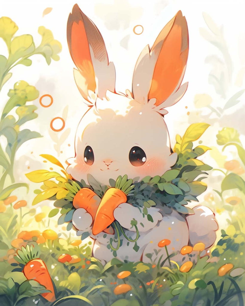 Rabbit Holding Carrots Paint by Numbers