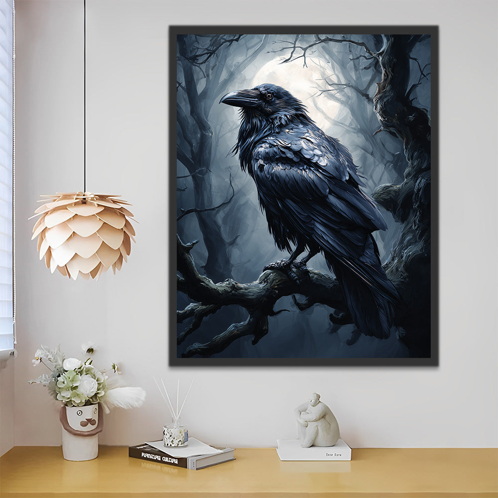 Raven in the Dark Forest Paint by Numbers