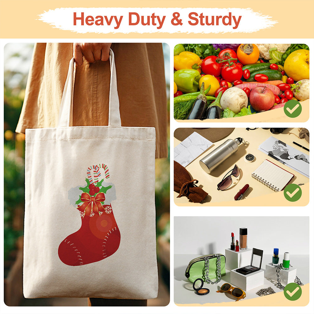 Red Christmas Stocking Canvas Tote Bag Paint by Numbers