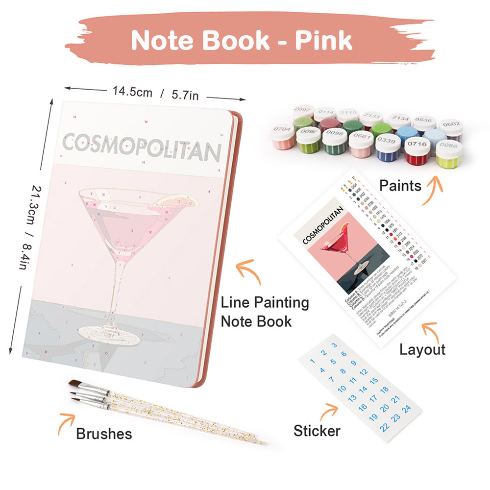 Red Cocktail Notebook Paint by Numbers