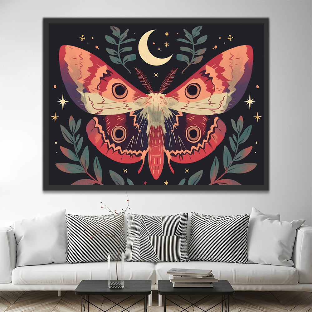 Red Flying Moth Paint by Numbers