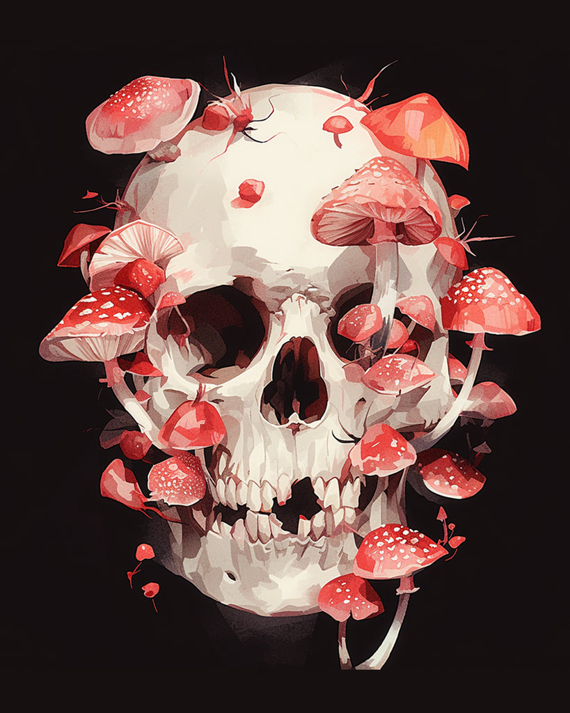 Red Mushrooms on the Skull Paint by Numbers