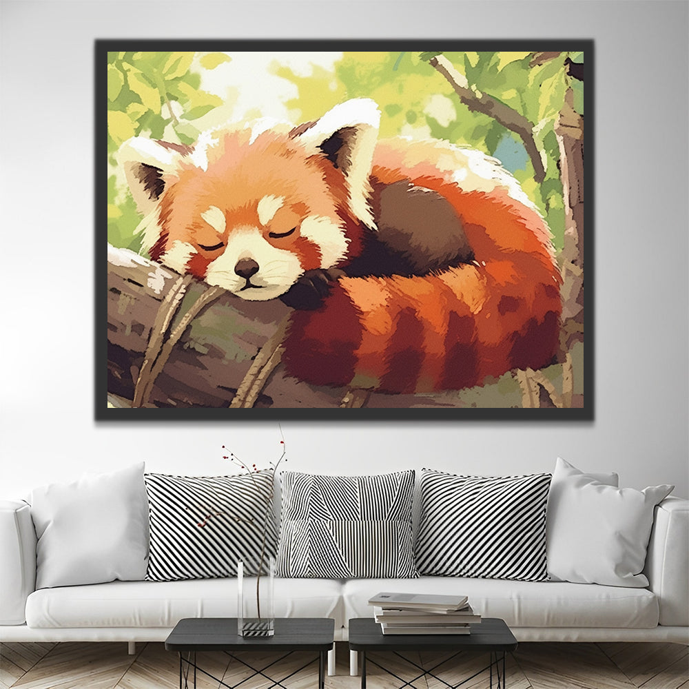 Red Panda Sleeping in the Tree Paint by Numbers