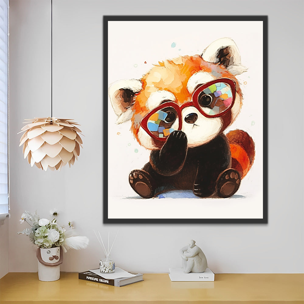 Red Panda with Glasses Paint by Numbers