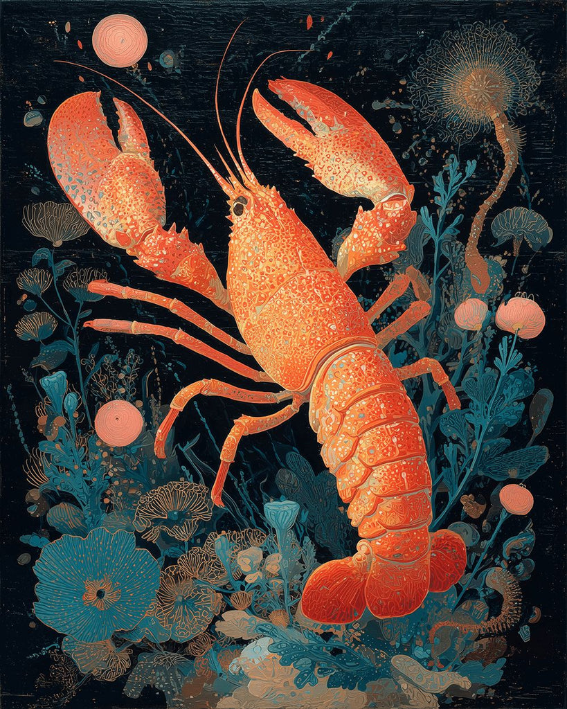 Red Prawn in the Algae Paint by Numbers