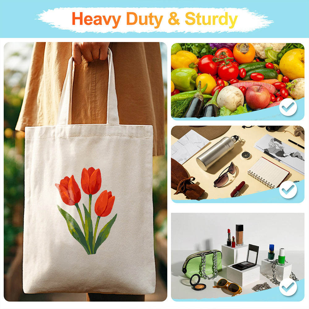 Red Tulips Canvas Tote Bag Paint by Numbers
