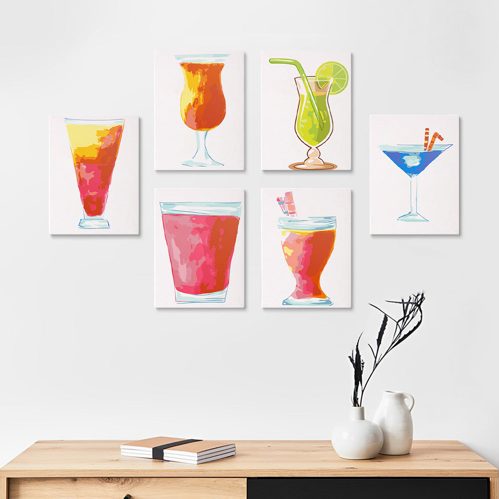Refreshing Cocktail 6 Pieces Mini Paint by Numbers