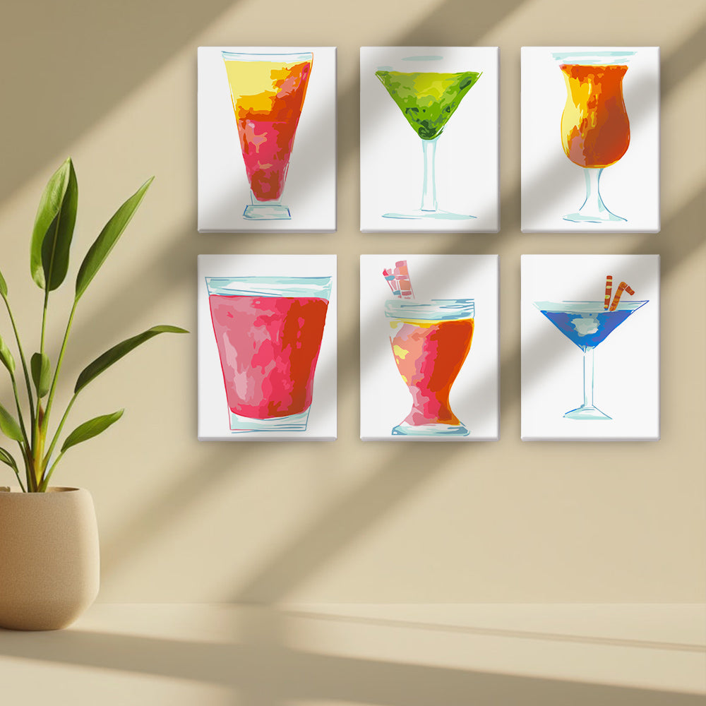 Refreshing Cocktail 6 Pieces Mini Paint by Numbers