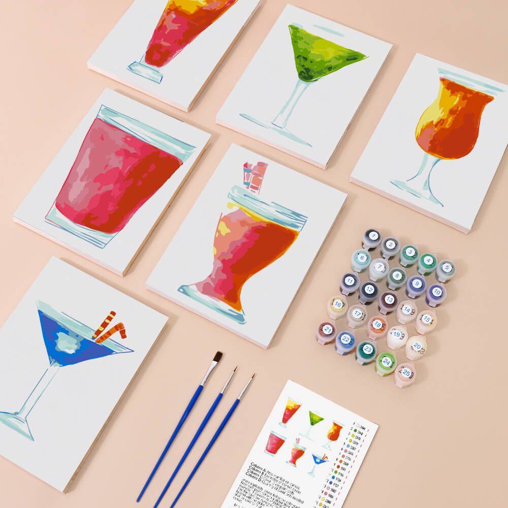 Refreshing Cocktail 6 Pieces Mini Paint by Numbers