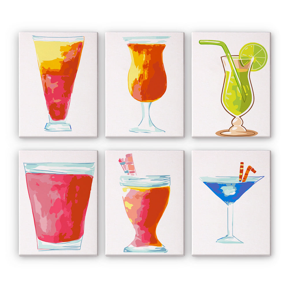 Refreshing Cocktail 6 Pieces Mini Paint by Numbers