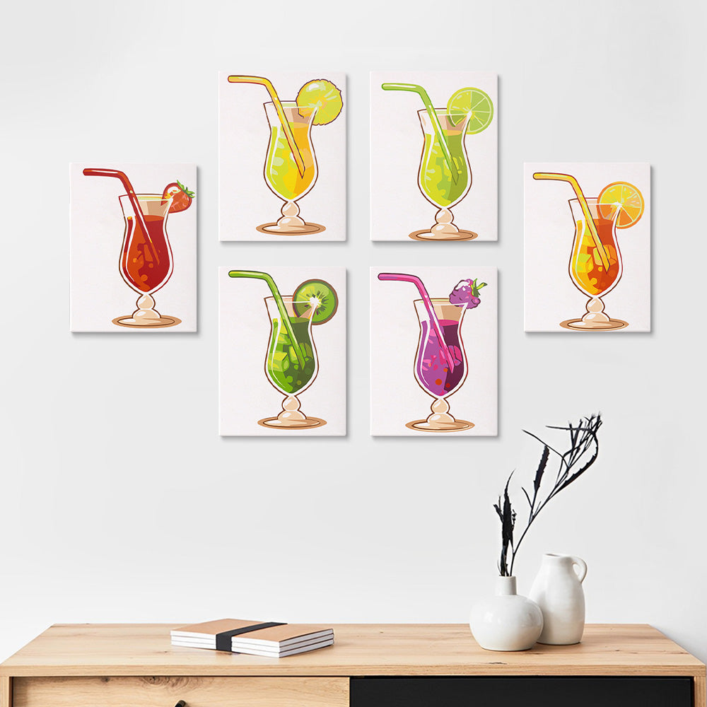 Refreshing Fruit Cocktail 6 Pieces Mini Paint by Numbers