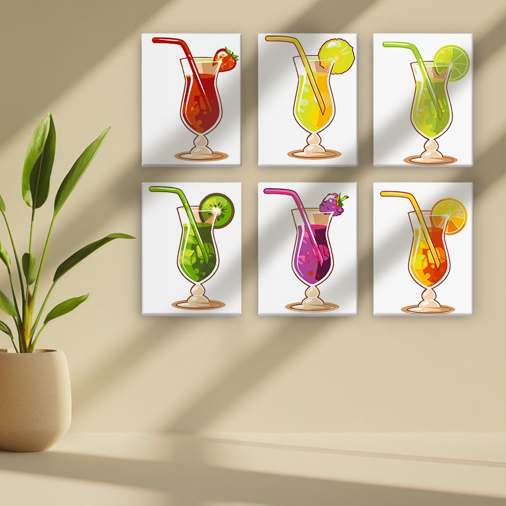 Refreshing Fruit Cocktail 6 Pieces Mini Paint by Numbers