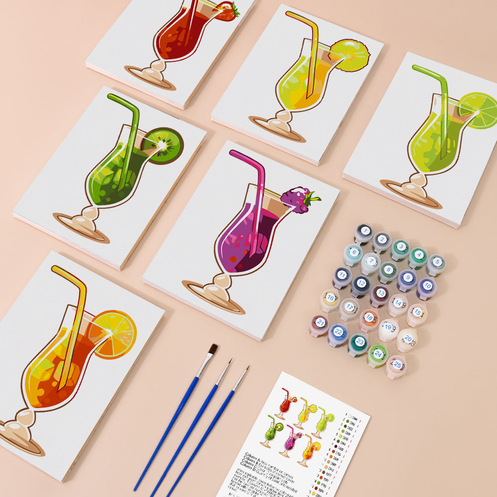 Refreshing Fruit Cocktail 6 Pieces Mini Paint by Numbers