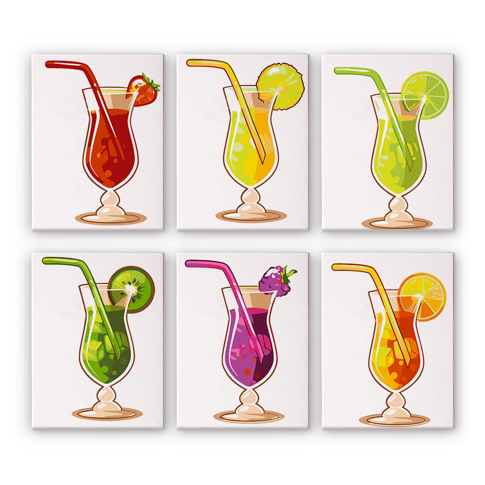 Refreshing Fruit Cocktail 6 Pieces Mini Paint by Numbers