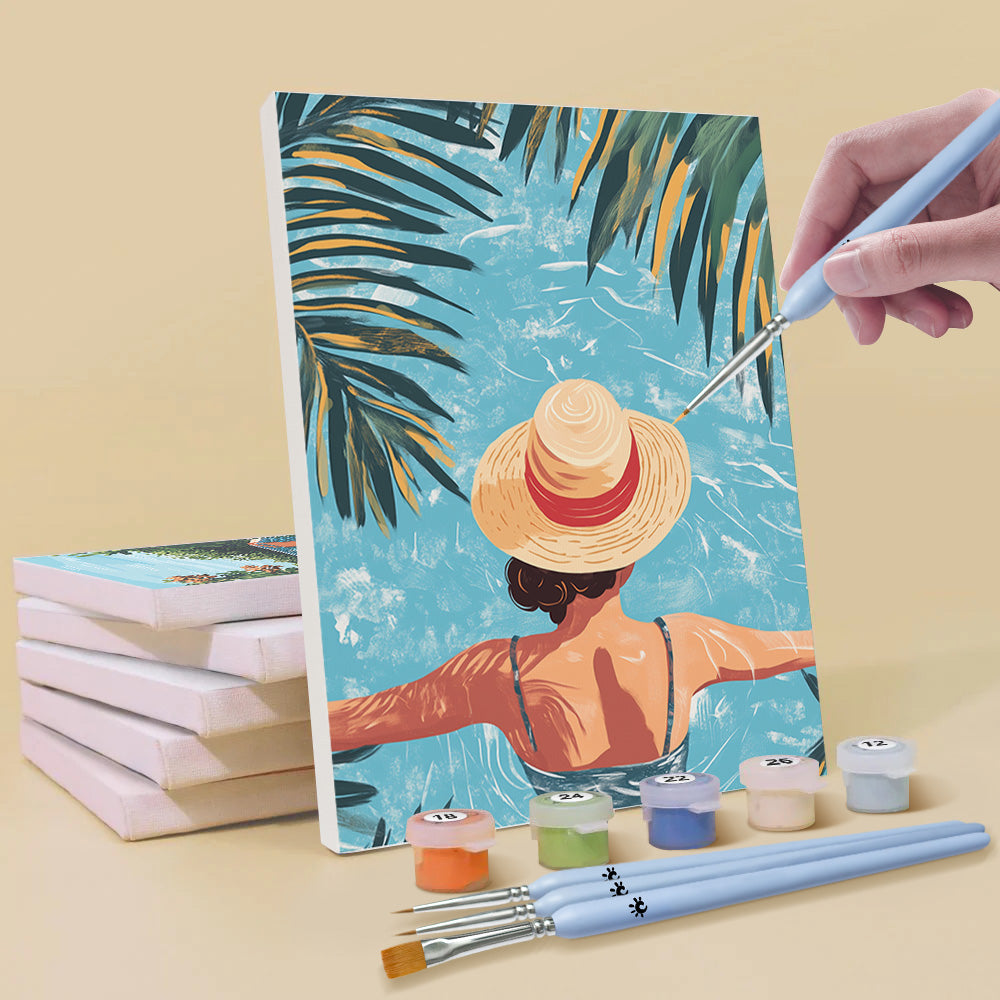 Resort Swimming Pool 6 Pieces Mini Paint by Numbers
