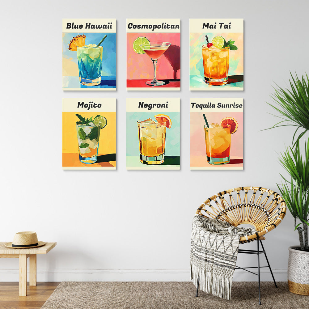 Rich Cocktail Varieties 6 Pieces Mini Paint by Numbers