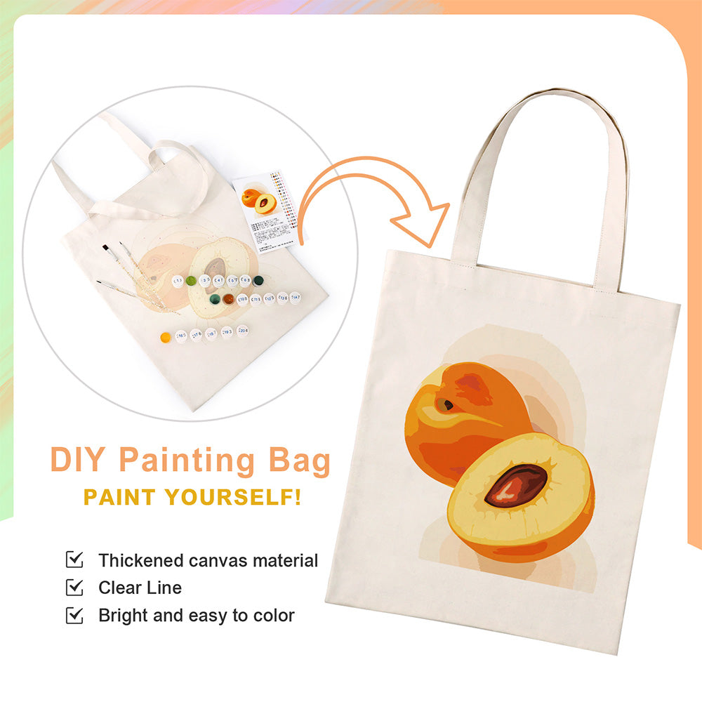 Ripe Apricots Canvas Tote Bag Paint by Numbers