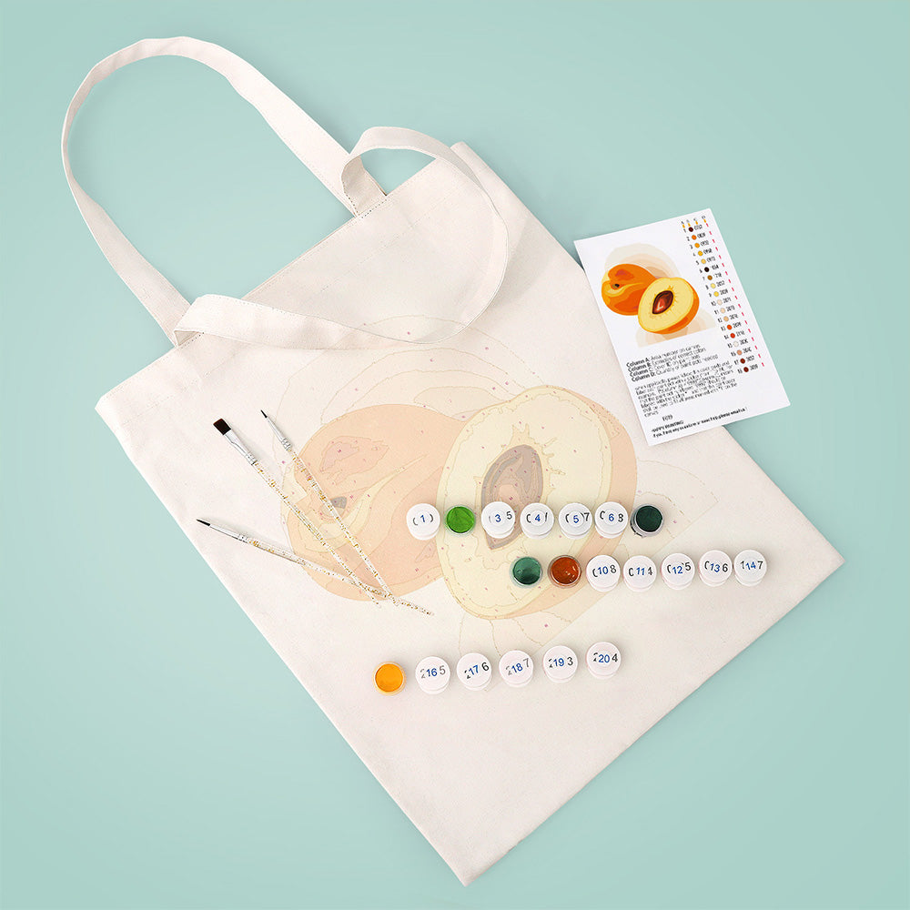 Ripe Apricots Canvas Tote Bag Paint by Numbers