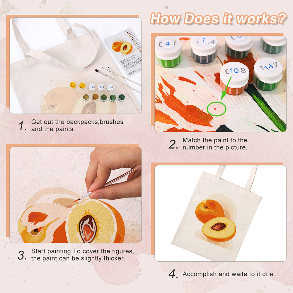 Ripe Apricots Canvas Tote Bag Paint by Numbers
