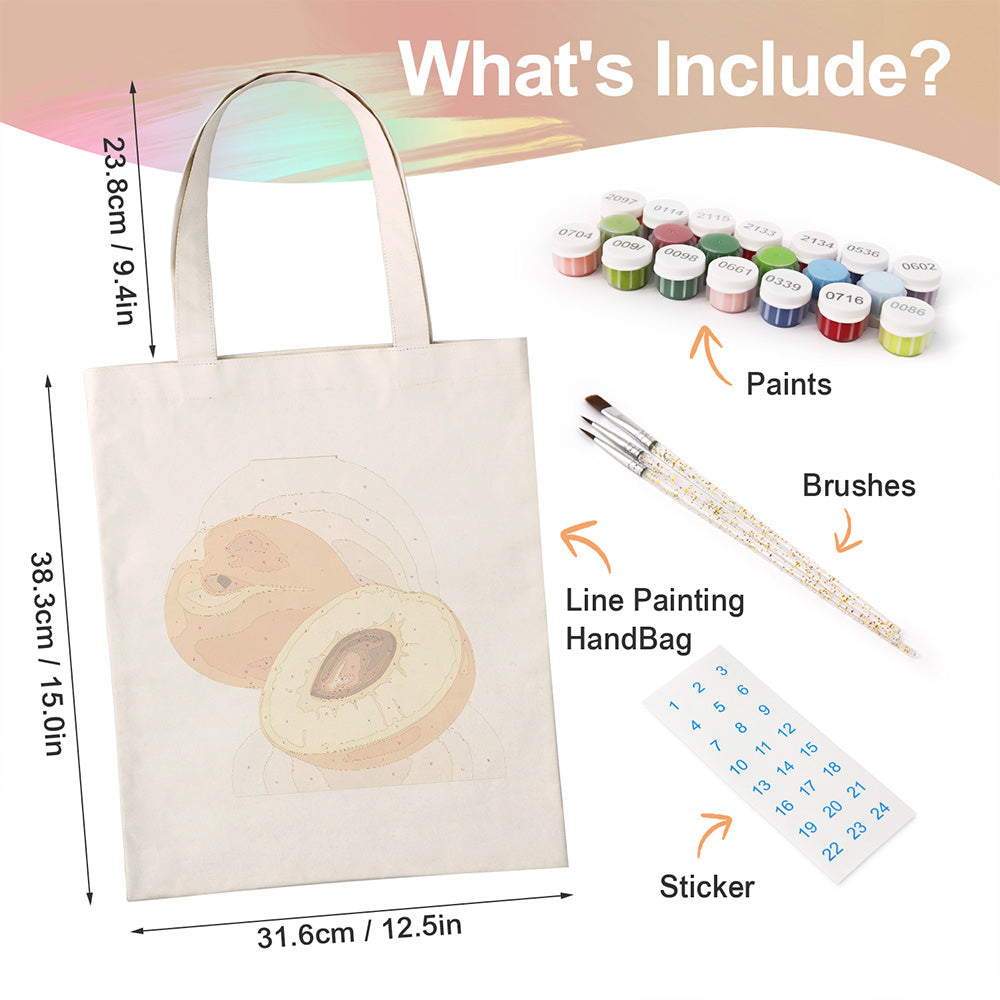 Ripe Apricots Canvas Tote Bag Paint by Numbers